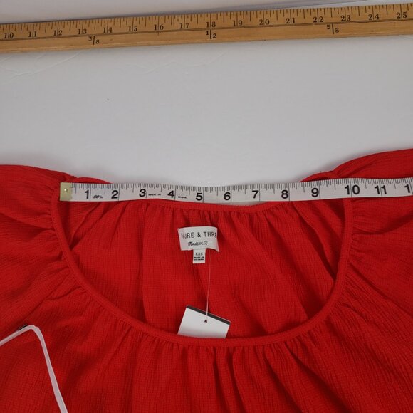 Madewell Texture & Thread XXS Red NWT Womens Blouse Top Spring Summer Fall - Picture 12 of 12